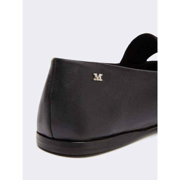 Max Mara Caucaso Nappa Leather Ballet Flats in Black | Flats | Coveti
