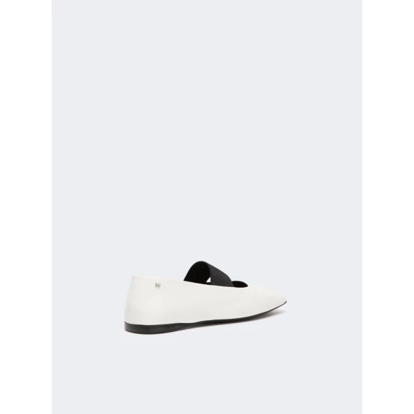 Max Mara Caucaso Nappa Leather Ballet Flats in Ivory | Flats | Coveti