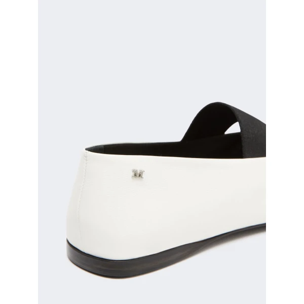 Max Mara Caucaso Nappa Leather Ballet Flats in Ivory | Flats | Coveti