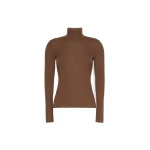 Max Mara Cavallo Wool Yarn Polo-Neck Sweater in Brown | Turtlenecks | Coveti