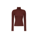 Max Mara Cavallo Wool Yarn Polo-Neck Sweater in Brown Bordeaux | Turtlenecks | Coveti