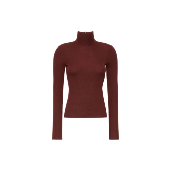 Cavallo Wool Yarn Polo-Neck Sweater in Brown Bordeaux