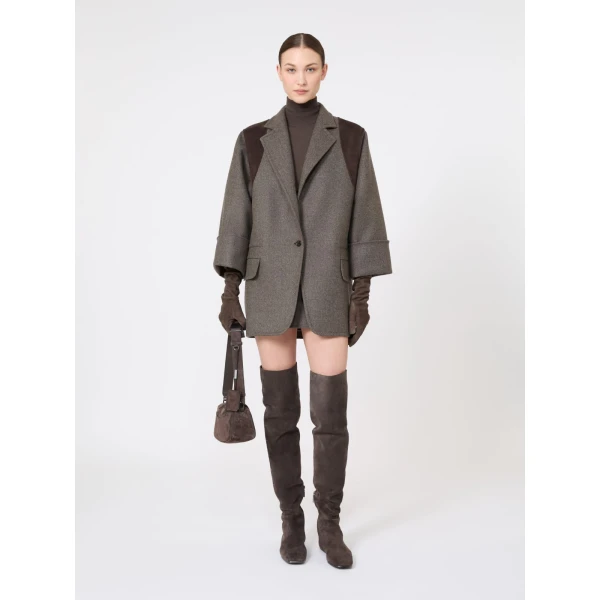 Max Mara Cavallo Wool Yarn Polo-Neck Sweater in Mud | Turtlenecks | Coveti
