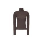 Max Mara Cavallo Wool Yarn Polo-Neck Sweater in Mud | Turtlenecks | Coveti