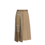 Max Mara Ceci Printed Twill and Cotton Drill Skirt in Tobacco | Pleated Skirts | Coveti