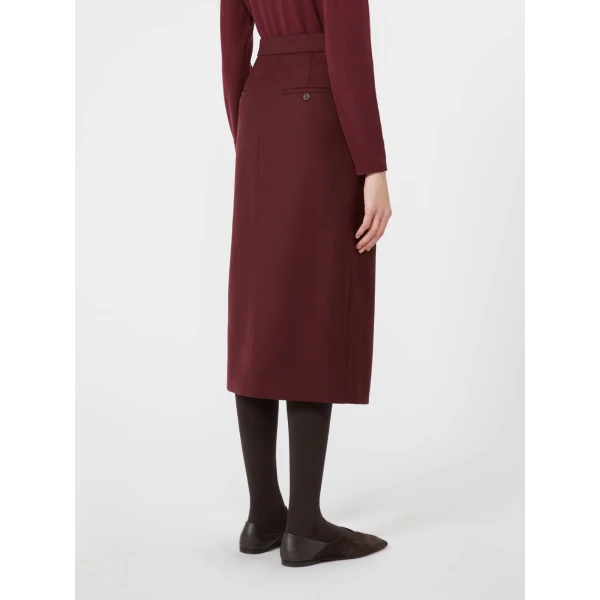 Max Mara Cecina Wool Flannel Midi Skirt in Wine | Pencil Skirts | Coveti