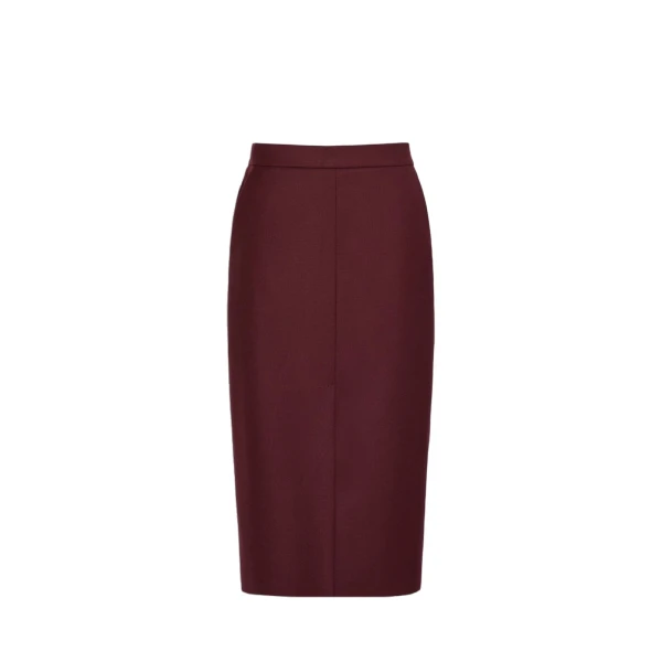 Cecina Wool Flannel Midi Skirt in Wine