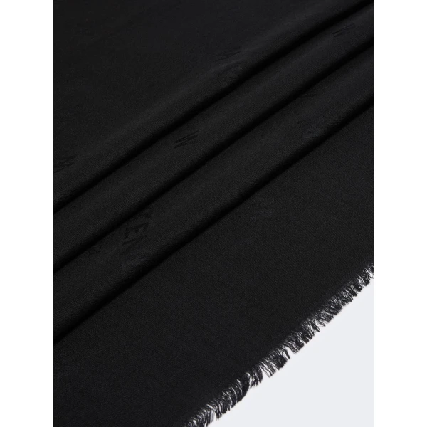 Max Mara Cedro Jacquard Wool and Silk Shawl in Black | Scarves | Coveti
