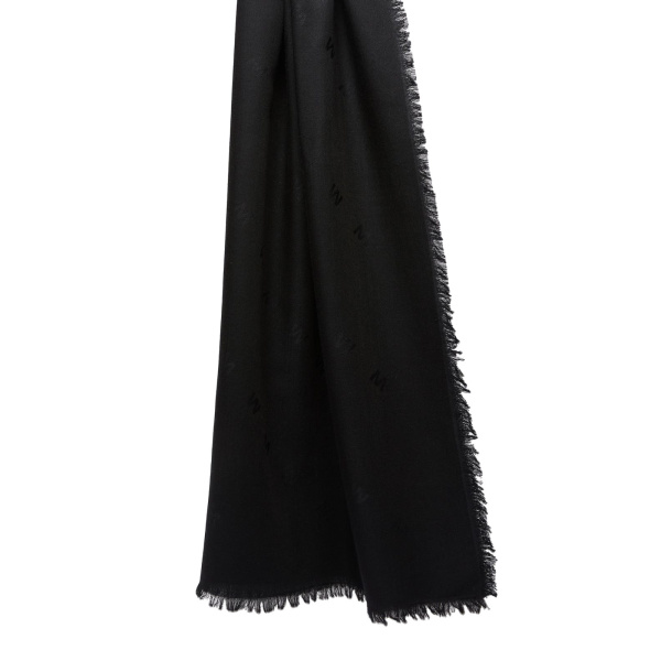 Max Mara Cedro Jacquard Wool and Silk Shawl in Black | Scarves | Coveti