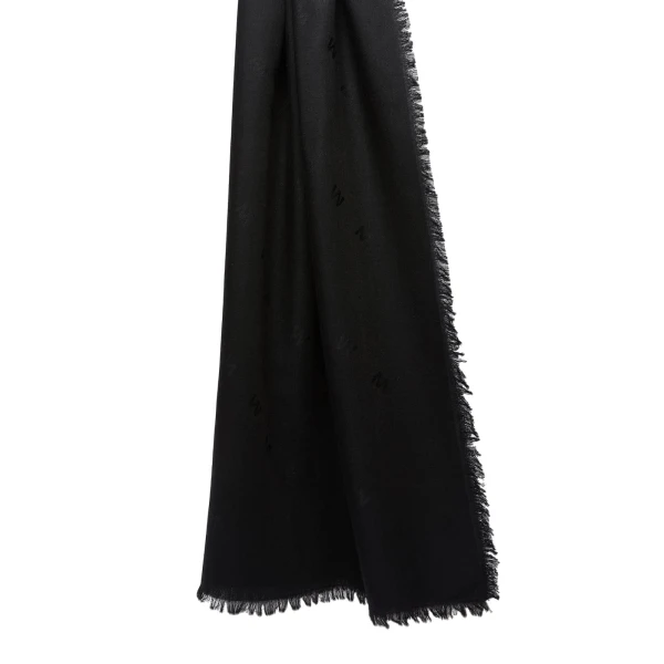 Max Mara Cedro Jacquard Wool and Silk Shawl in Black | Scarves | Coveti