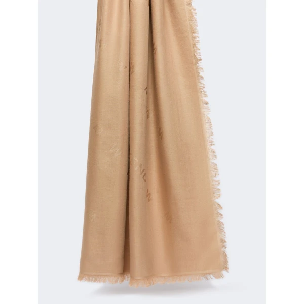 Max Mara Cedro Jacquard Wool and Silk Shawl in Camel | Scarves | Coveti