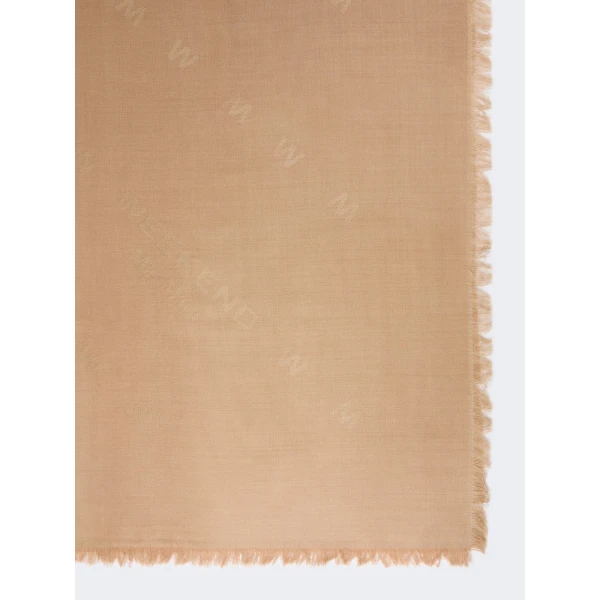 Max Mara Cedro Jacquard Wool and Silk Shawl in Camel | Scarves | Coveti