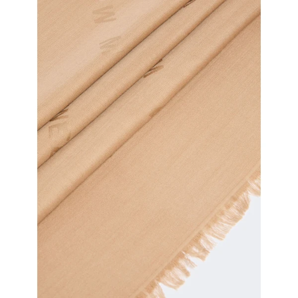 Max Mara Cedro Jacquard Wool and Silk Shawl in Camel | Scarves | Coveti