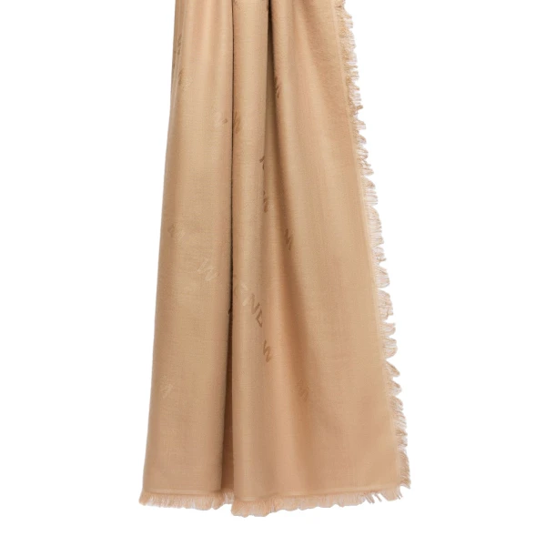 Max Mara Cedro Jacquard Wool and Silk Shawl in Camel | Scarves | Coveti