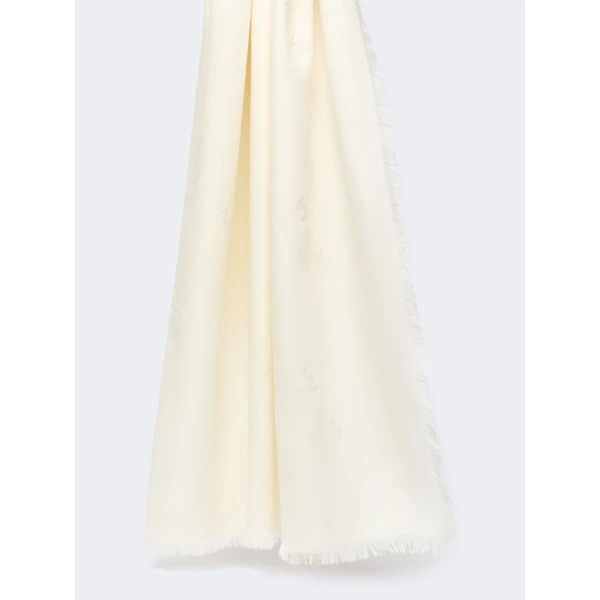 Max Mara Cedro Jacquard Wool and Silk Shawl in White | Scarves | Coveti