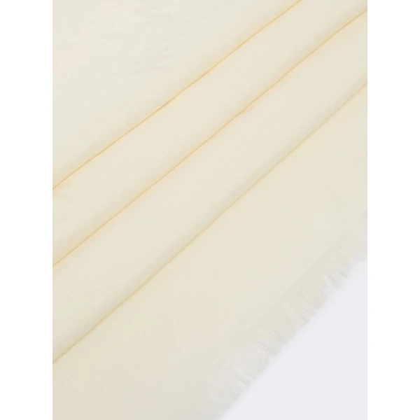 Max Mara Cedro Jacquard Wool and Silk Shawl in White | Scarves | Coveti