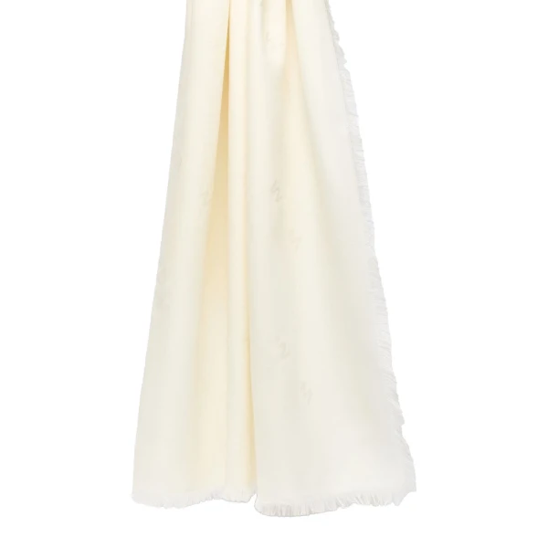 Max Mara Cedro Jacquard Wool and Silk Shawl in White | Scarves | Coveti
