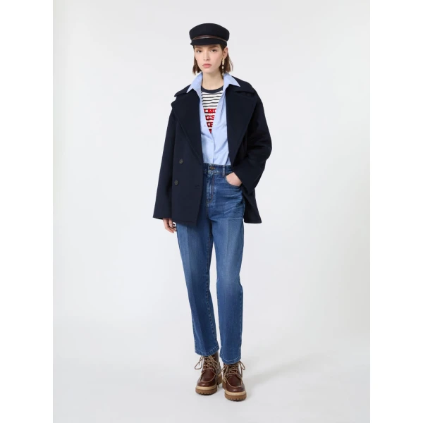 Max Mara Cedro Tapered Cotton Denim Jeans in Navy | Denim | Coveti
