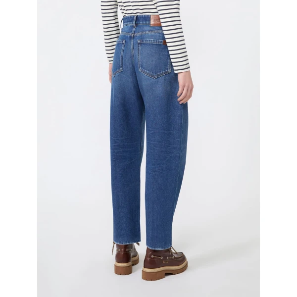 Max Mara Cedro Tapered Cotton Denim Jeans in Navy | Denim | Coveti