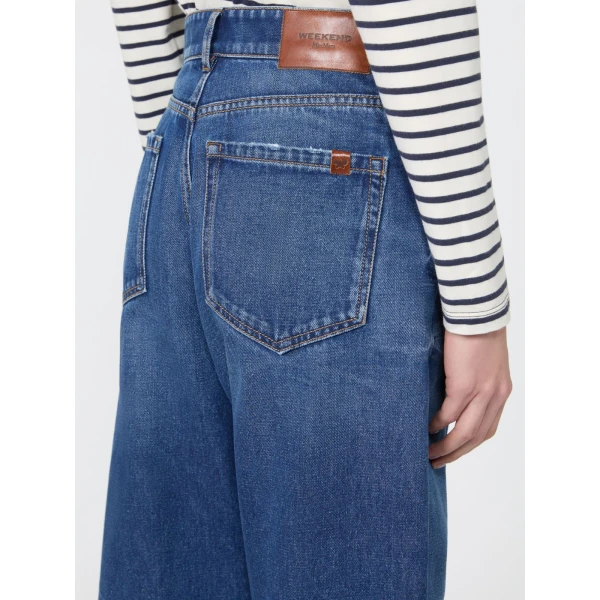 Max Mara Cedro Tapered Cotton Denim Jeans in Navy | Denim | Coveti