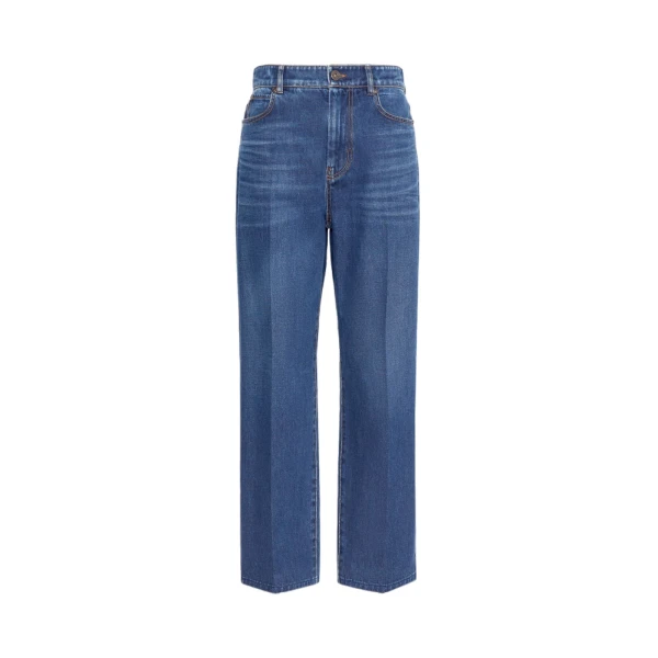 Max Mara Cedro Tapered Cotton Denim Jeans in Navy | Denim | Coveti