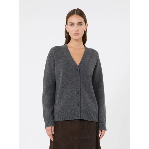 Max Mara Cedro Wool and Cashmere Cardigan in Medium Grey | Cardigan | Coveti