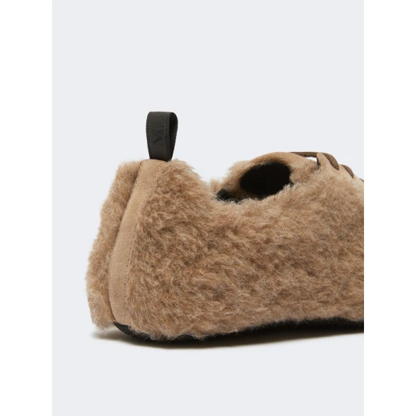 Max Mara Cera Alpaca and Cashmere Teddy Trainers in Beige Golden | Sneakers | Coveti
