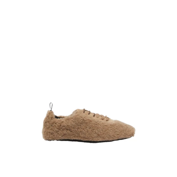 Cera Alpaca and Cashmere Teddy Trainers in Beige Golden