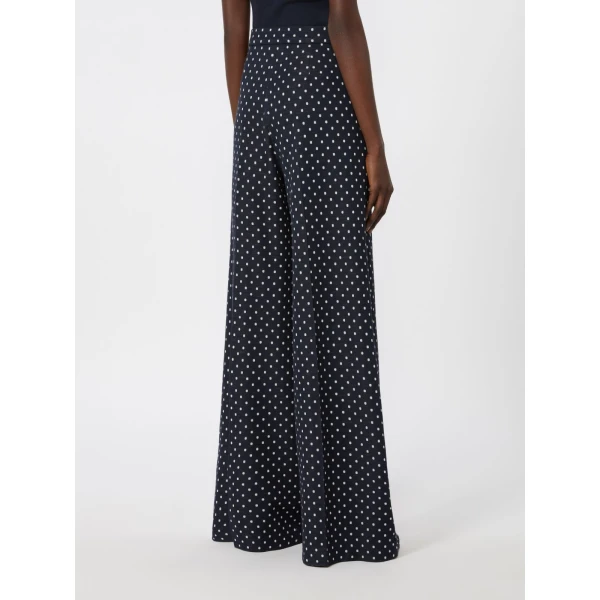 Max Mara Cerbero Polka Dot Viscose and Wool Trousers in Ultramarine | Wide leg pants | Coveti