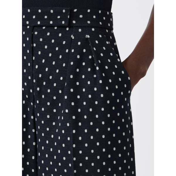 Max Mara Cerbero Polka Dot Viscose and Wool Trousers in Ultramarine | Wide leg pants | Coveti