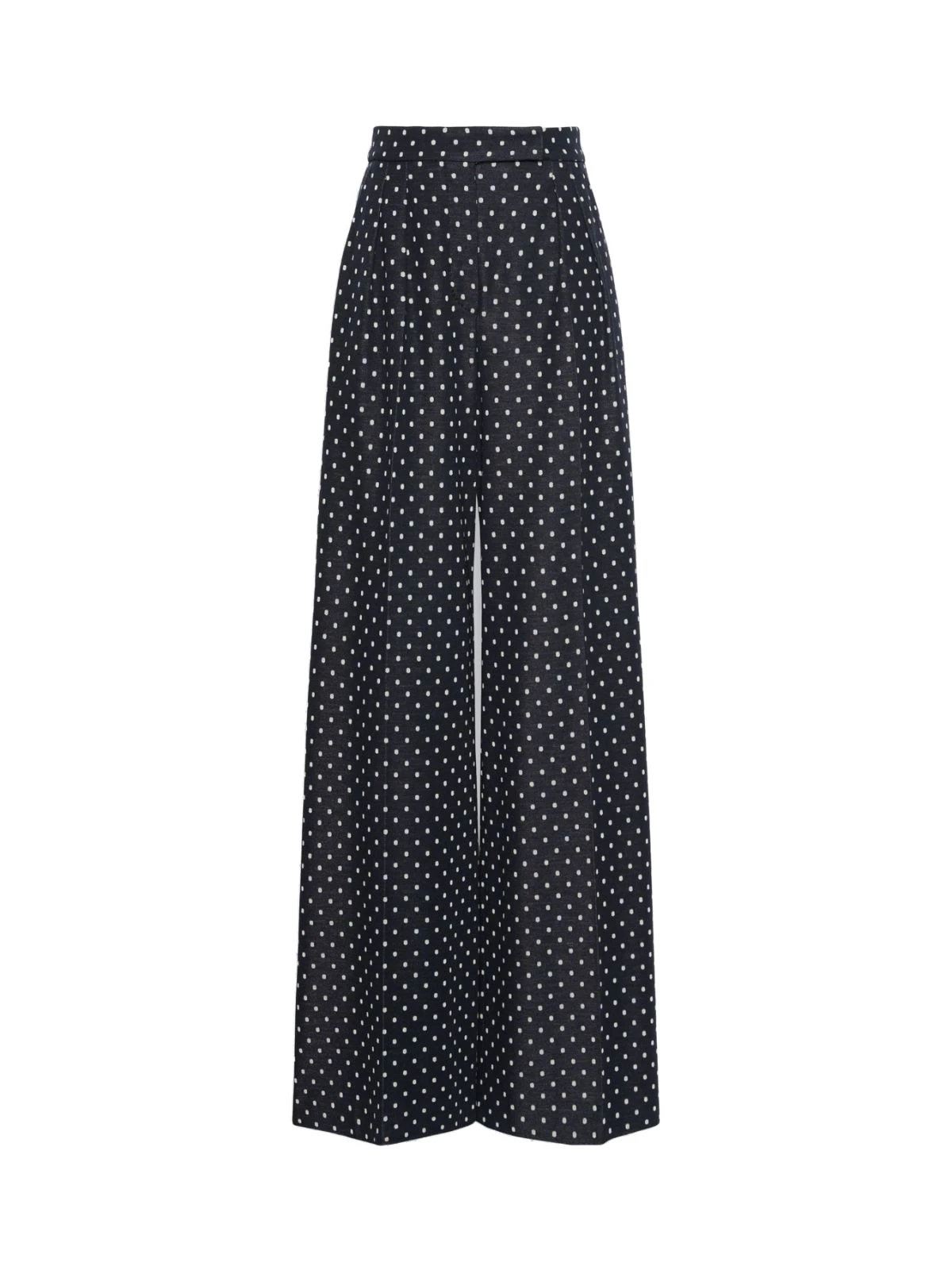 Max Mara Cerbero Polka Dot Viscose and Wool Trousers in Ultramarine Max Mara Cerbero Polka Dot Viscose and Wool Trousers in Ultramarine | Wide leg pants | Coveti