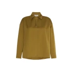 Max Mara Certo Cotton-Blend Satin Blouse in Mustard | Blouse | Coveti