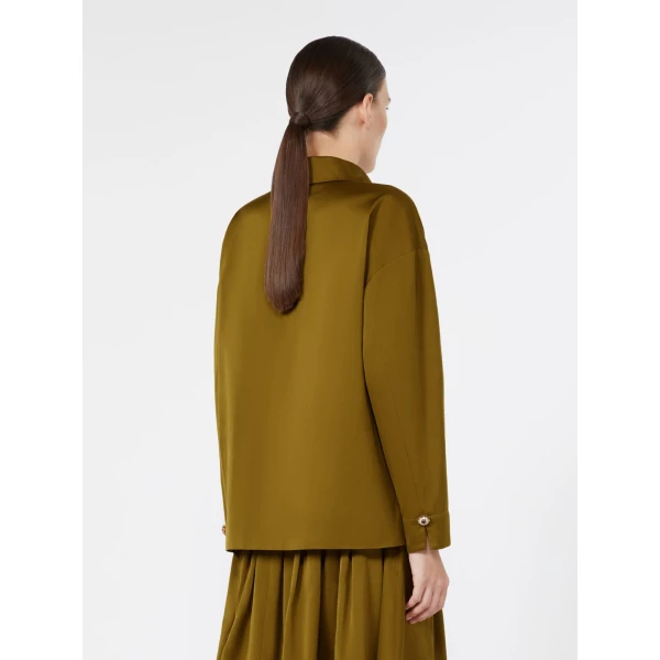 Max Mara Certo Cotton-Blend Satin Blouse in Mustard | Blouse | Coveti