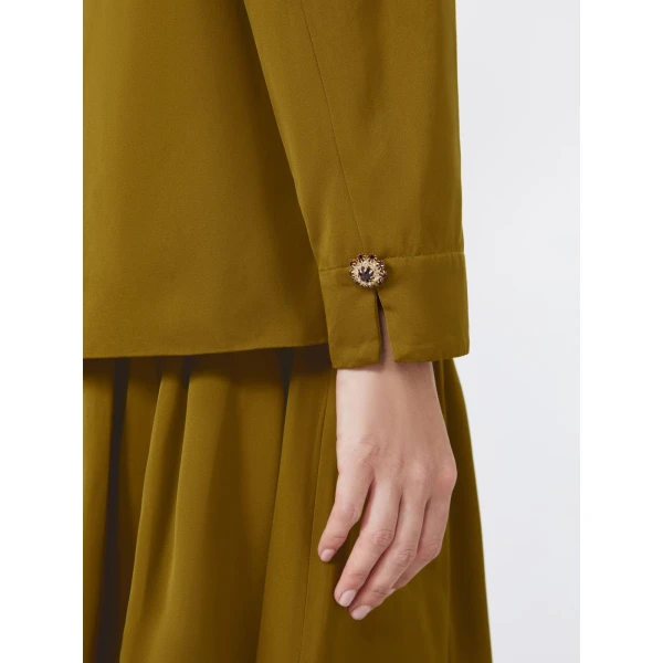Max Mara Certo Cotton-Blend Satin Blouse in Mustard | Blouse | Coveti