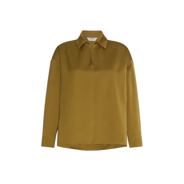 Max Mara Certo Cotton-Blend Satin Blouse in Mustard | Blouse | Coveti
