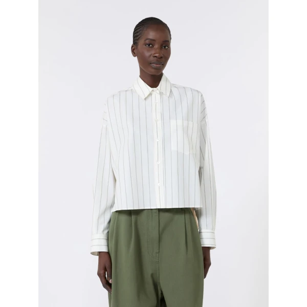 Max Mara Certosa Cotton Shirt with Contrasting Back in Brown | Shirts | Coveti