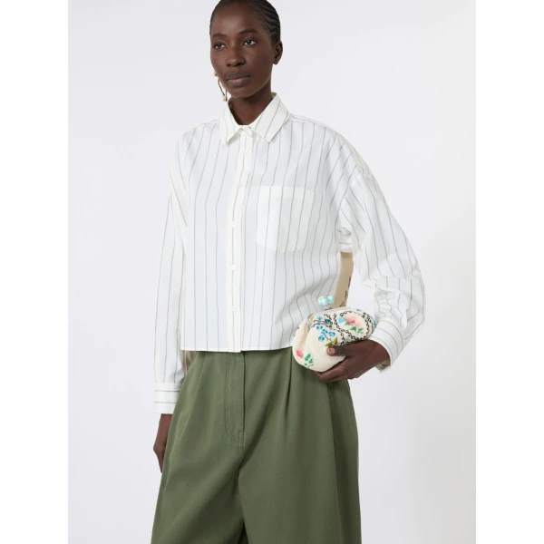 Max Mara Certosa Cotton Shirt with Contrasting Back in Brown | Shirts | Coveti