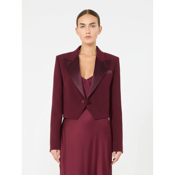 Max Mara Cestino Cady Spencer Jacket in Bordeaux | Blazers | Coveti