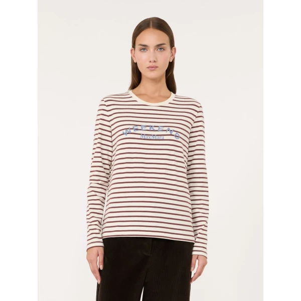 Max Mara Cestino Long Sleeved Jersey T-Shirt in Bordeaux | T-shirts | Coveti