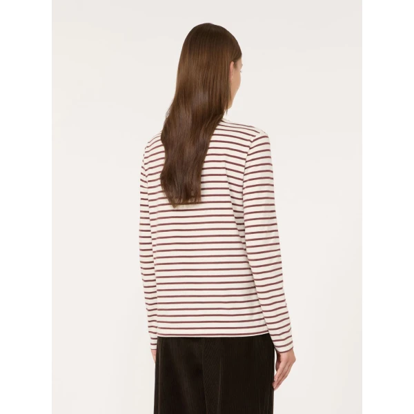 Max Mara Cestino Long Sleeved Jersey T-Shirt in Bordeaux | T-shirts | Coveti