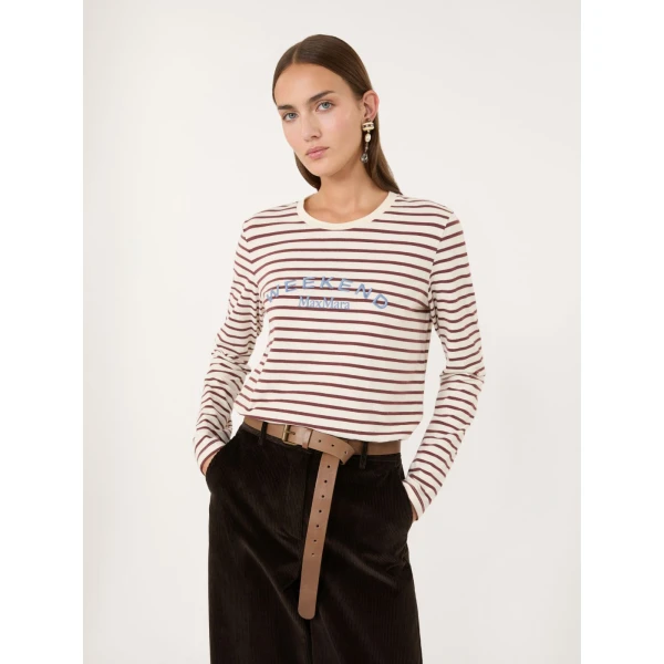 Max Mara Cestino Long Sleeved Jersey T-Shirt in Bordeaux | T-shirts | Coveti
