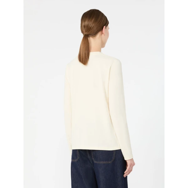 Max Mara Cestino Long Sleeved Jersey T-Shirt in Ivory | T-shirts | Coveti