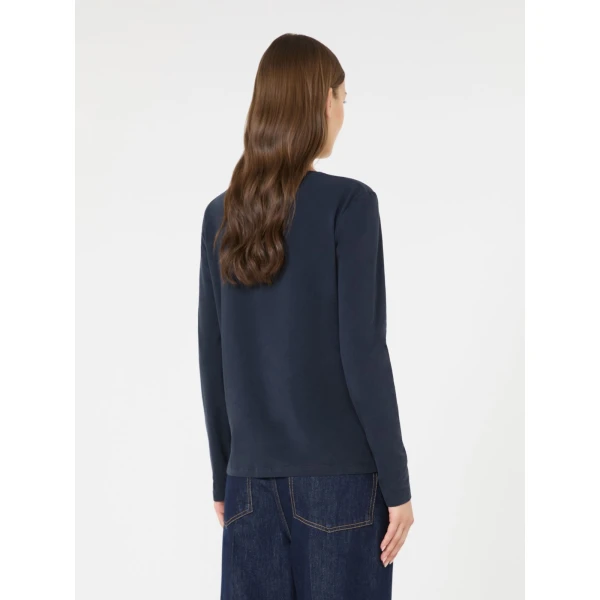 Max Mara Cestino Long Sleeved Jersey T-Shirt in Navy | T-shirts | Coveti
