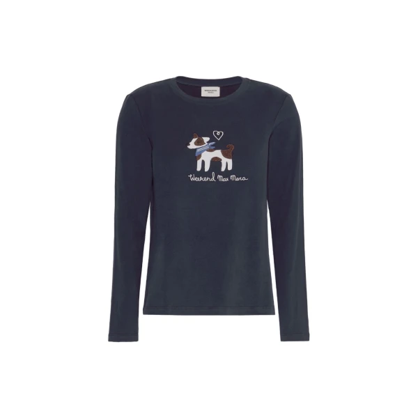 Cestino Long Sleeved Jersey T-Shirt in Navy