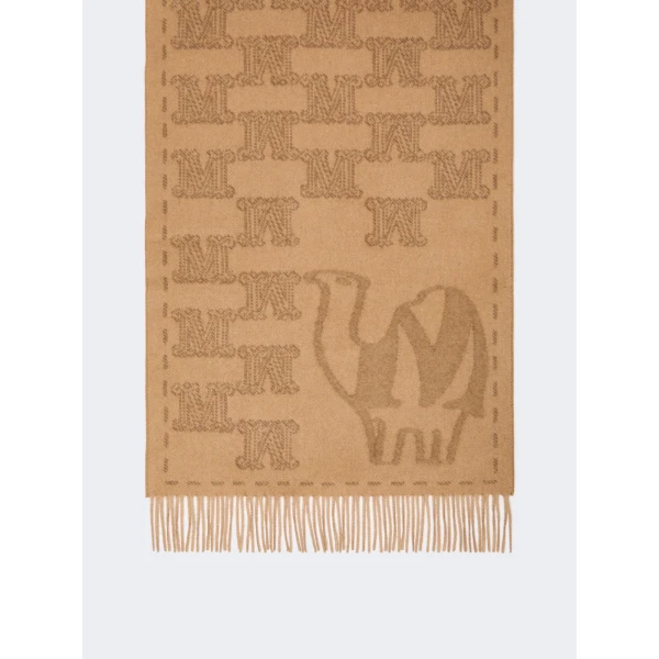 Max Mara Charme Jacquard Cashmere Stole in Camel | Scarves | Coveti