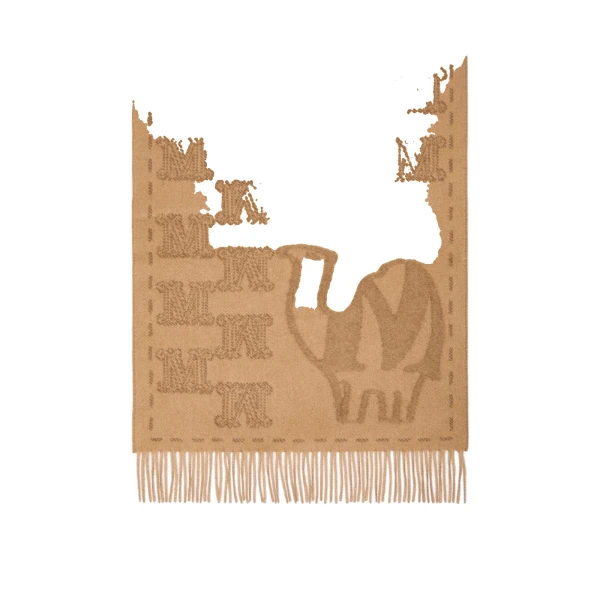 Charme Jacquard Cashmere Stole in Camel
