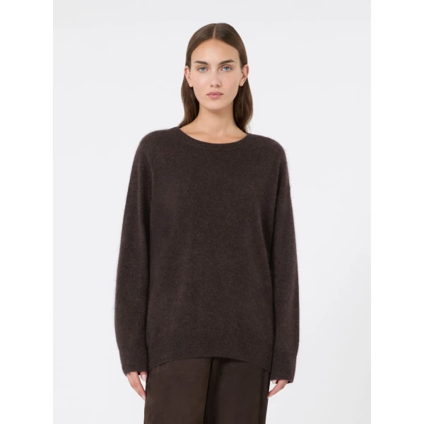 Max Mara Chicca Brushed Cashmere Crew-Neck Sweater in Brown | Sweaters | Coveti