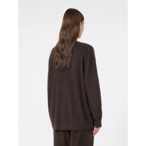 Max Mara Chicca Brushed Cashmere Crew-Neck Sweater in Brown | Sweaters | Coveti