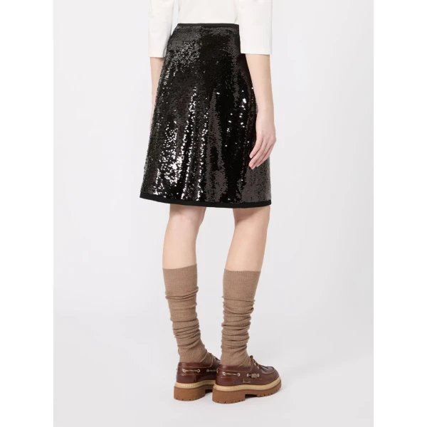 Max Mara Chiffon Short Sequin Skirt in Black | Mini Skirts | Coveti