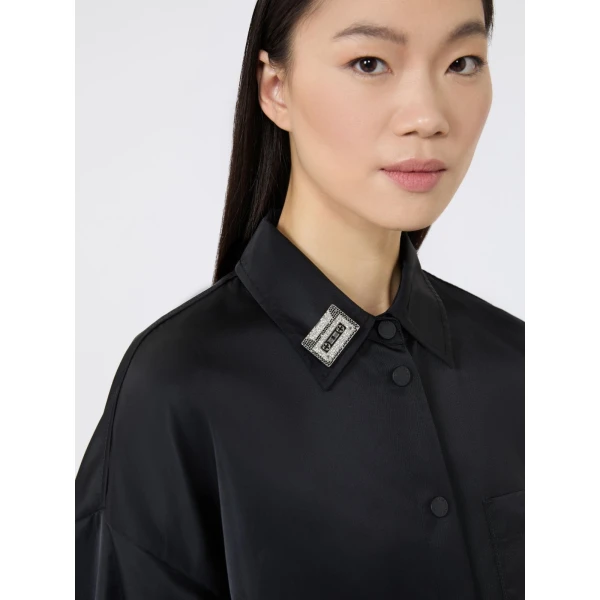 Max Mara Cicala Rhinestone Metal Brooch in Black | Brooches & Pins | Coveti